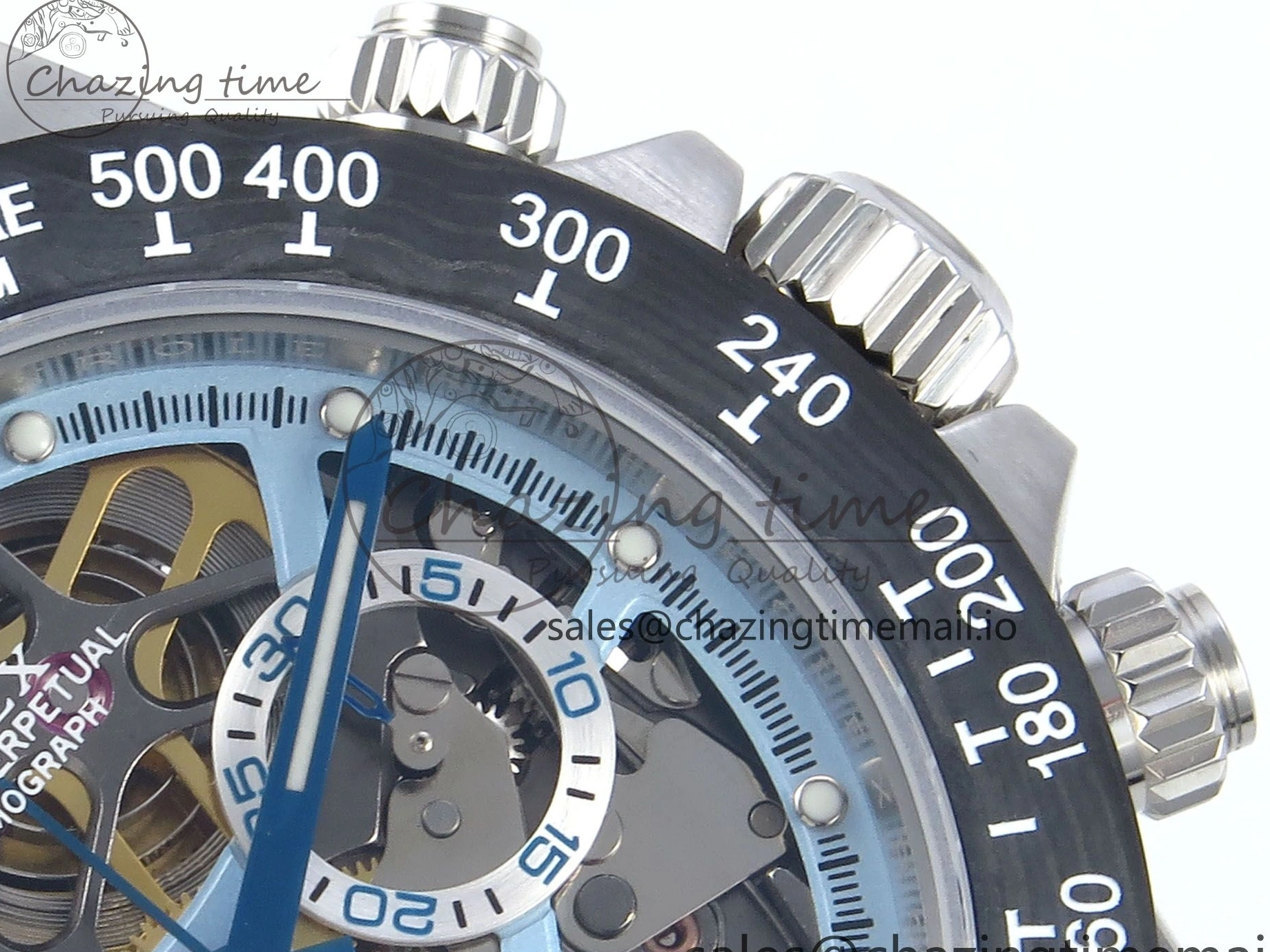 AAA Replica Watches Daytona Edition Bracelet Dial SS Carbon Best on Durable SS Skeleton Bezel DD 369 Artisans GETF 1229